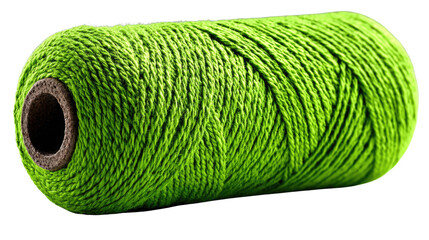 Green Thread Spool: A vibrant, close-up shot showcases a spool of bright green thread, with the intricate texture of the wound fibers clearly visible. 