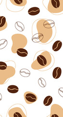Fototapeta premium Abstract Coffee Bean Pattern with Beige Organic Shapes
