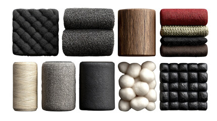 Variety of Textures: Showcasing a rich tapestry of textures, including fabrics, and wood grains, offering a diverse palette for design and artistic endeavors.
