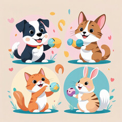 Obraz premium set of funny animals