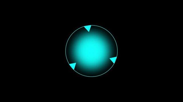 cyan color Circle and lite HUD technological futuristic elements on black background .