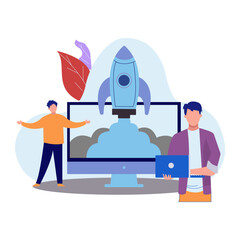 Boys are practicing on rocket science