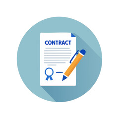 Signed Contract Document with Pen Business Agreement Illustration