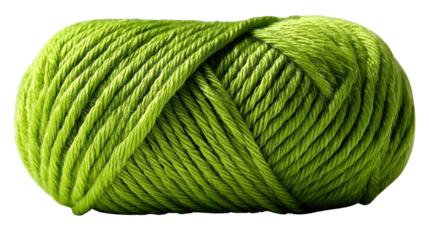 Green Yarn Ball: A tightly wound ball of vibrant green yarn, textured to the eye, ready for a knitting or crochet project, suggesting the crafting of cozy creations.