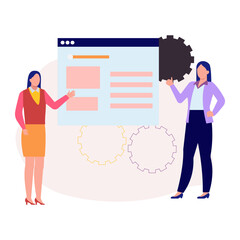 Business girls presenting business topic