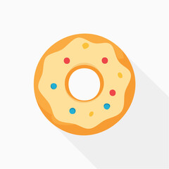 Delicious donut illustration with pastel colors and colorful sprinkles isolated on white