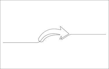 Arrow Pointing Right Icon – Continuous Line Outline Vector Illustration