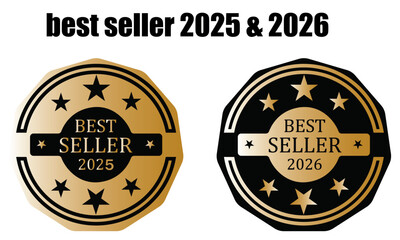 Best Seller 2025 and 2026 Gold and Black Award Badges

