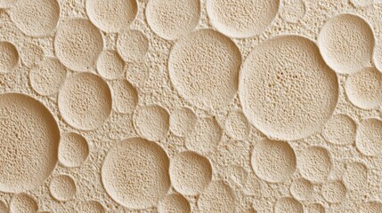 Textured Surface with Bubbles and Circular Patterns on Beige Backdrop