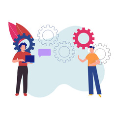 People talking about setting gears