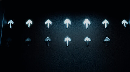 Elevator buttons with upward arrows illuminated