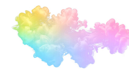 Soft pastel color rainbow smoke cloud effect transparent PNG cutout, isolated background. Dynamic vapor graphic element