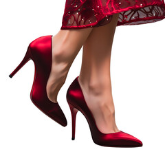 Red Satin Stiletto High Heels - A Classic and Bold Statement for Formal Events and Evening Attire