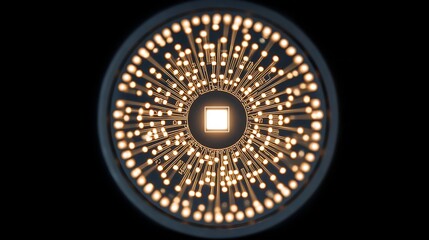 Abstract digital eye structure with glowing center, symbolizing futuristic vision and technological innovation