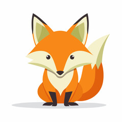 Obraz premium Adorable Cartoon Fox with Big Ears and Bright Orange Fur on a White Background