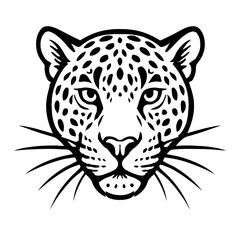 Fototapeta premium Leopard Head Vector Illustration - Black and White Wild Cat Face Graphic