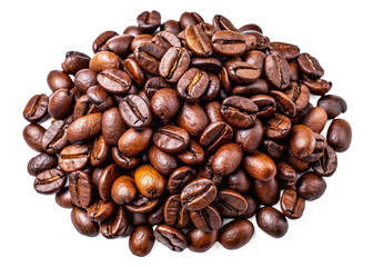 Fototapeta premium Black Coffee beans isolated on white, coffee beans isolated on transparent background