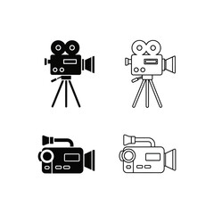 Set of Vintage and Modern Video Camera Icons illustration