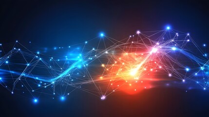 Obraz premium Abstract Network Connection Lines Digital Data Flow Background