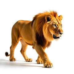 Obraz premium lion walking isolated on white background