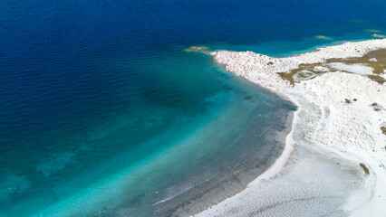 The tranquil beauty of Salda Lake - Turkey with its crystal clear turquoise waters and stunning...