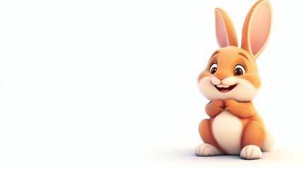 Obraz premium A cheerful, cartoon rabbit sits patiently.