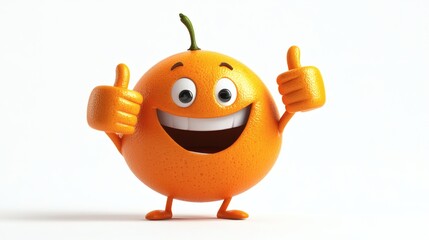 Obraz premium A cartoon orange giving a thumbs up.