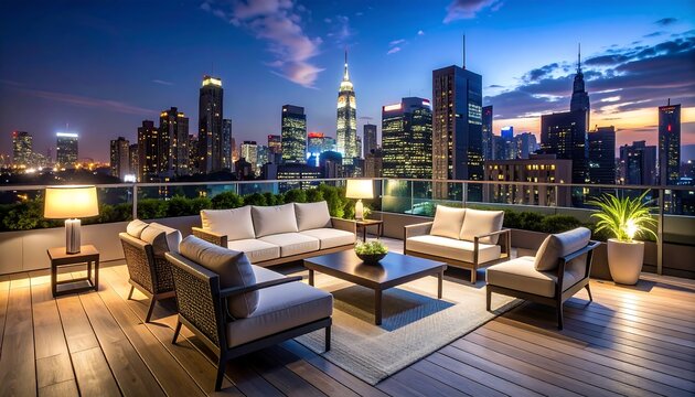 Rooftop Lounge NYC Skyline View