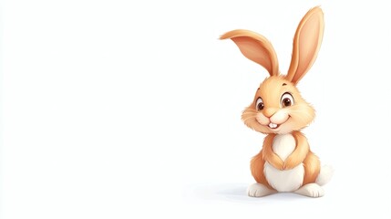 Obraz premium A cheerful, cartoon bunny against a plain background.