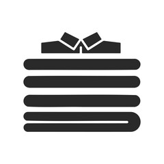 Stack of folded clothes with shirt icon in black and white