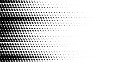 Halftone gradient. Dotted gradient, smooth dots spraying and halftones dot background seamless horizontal geometric pattern vector template set.