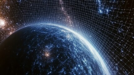 Obraz premium Global network connection, earth, space, grid, digital, technology, futuristic.