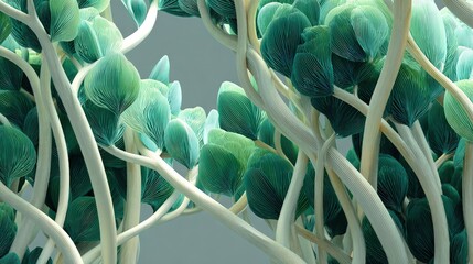 Organic abstract background architecture lines mimicking vines biophilic design soft green hues