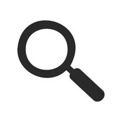 Simple black magnifying glass icon on white background