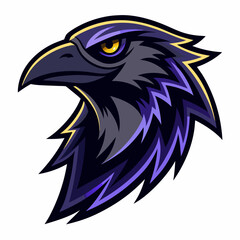 Obraz premium Raven Perched on Skull Crescent Moon Background Vector Logo Design