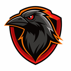 Obraz premium Raven Perched on Skull Crescent Moon Background Vector Logo Design