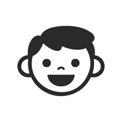 Fototapeta premium Simple smiling face icon of a young male with short hair