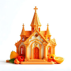 Church isolated on white background