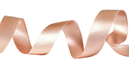 Pale peach satin ribbon in a wavy, coiled form