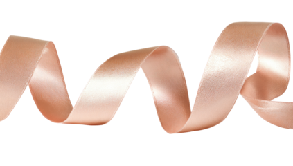 Pale peach satin ribbon in a wavy, coiled form