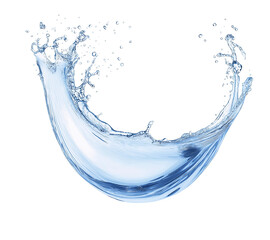 Blue water splash or wave splash isolated on transparent background png .generated ai	