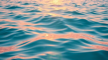 Rippling Teal Water with Orange Sunset Reflections