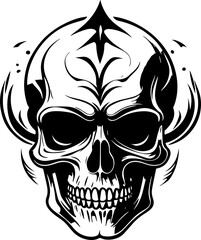 Decorative floral Skull art for dark fantasy tattoo concept