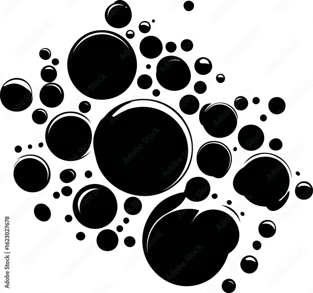 Poster abstract black circles pattern reflecting simplicity. vector illustration