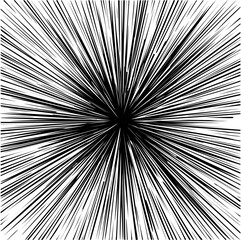 Fototapeta premium Black and white radial explosion lines, pop art illustration. Vector illustration