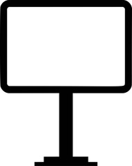 Fototapeta premium Black and white icon of a blank rectangular sign on a stand with a bold outline. Vector illustration