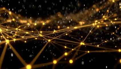 Glowing digital network connections on dark background symbolizing global data flow and innovation
