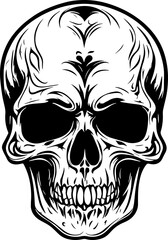 Decorative floral Skull art for dark fantasy tattoo concept