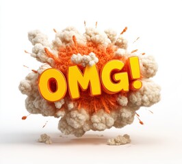 3D cartoon explosion icon with "OMG!" on white background
