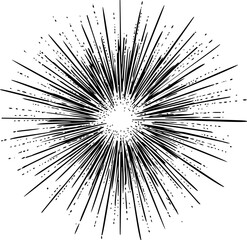 Obraz premium Black and white abstract starburst pattern with radial lines explosion. Vector illustration